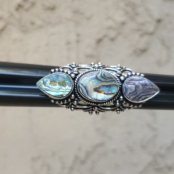 New Abalone Shell 925 Silver Statement Ring. - Picture 14 of 14